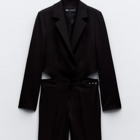 ZARA Pants - Zara Black Belted Cutout Jumpsuit size XL NWT